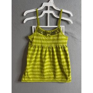 1989 Place Girls Small Green Striped Sequin Tank Top Size S 5/6